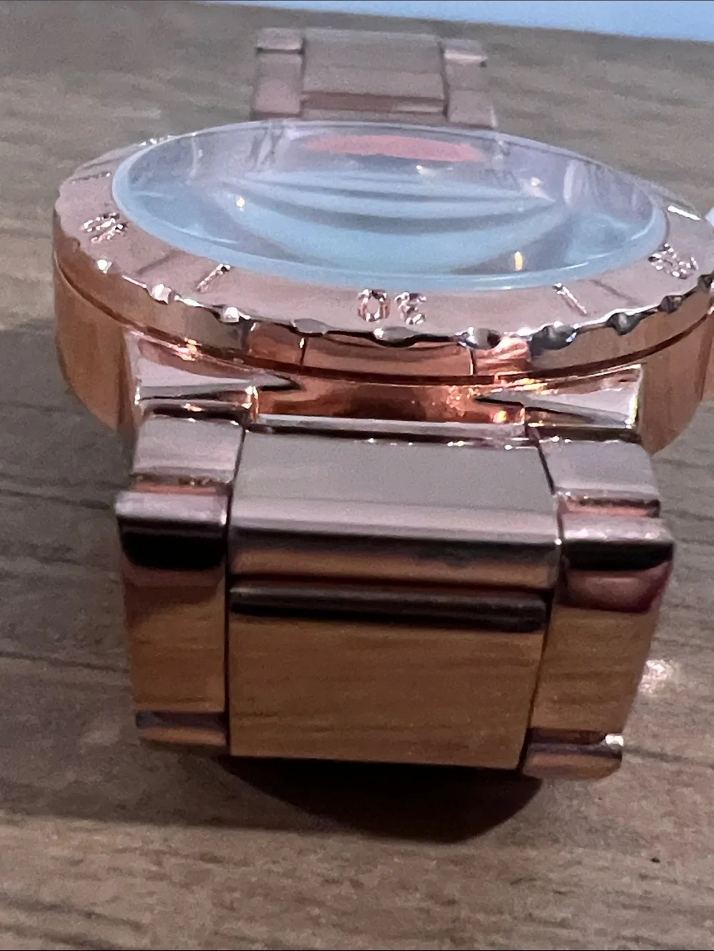 Chatelaine Embossed Compact Rose Gold Tone Watch - Picture 4 of 9
